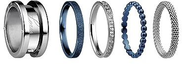BERING Arctic Symphony Collection Symphony-Set-A 7 Anillo para mujer de acero inoxidable con acabado en plateado brillante
