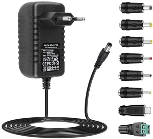 ZUOKENZU AC Adapter 15V 1A Netzteil AC220V zu DC15V 100mA 500mA 1000mA Leistungstreiber 5,5mm mit 8 DC Steckeradaptern Wechselrichter Ladegerät Transformator AC-DC Adapter (DC15V~1A)