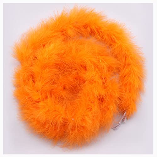 Egurs Federboa 200cm Flauschige Girlande Feder-Girlande für Nähen Kunsthandwerk Dekoration Handgefertigte Party Girlande Dekoration Kostüm-Zubehör Orange | Weiche Federn mit vollem Volumen, Leicht zu Schneiden und Gestalten, für Karneval Fotoshooting Basteln und Feiern