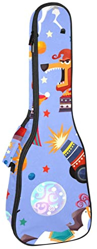 Ukulele väska lila djur cirkus ukulele fodral för Sopran Tenor konsert 23 tum 10 mm tjock mjuk vadderad justerbara remmar spelväska