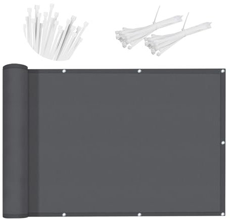 SUNNY GUARD Frangivisto Balcone 100x300cm Protezione Balcone Privacy,Protezione UV,Antivento e Impermeabile Ringhiera Copertura per Giardino terrazza con Fascetta,Antracite