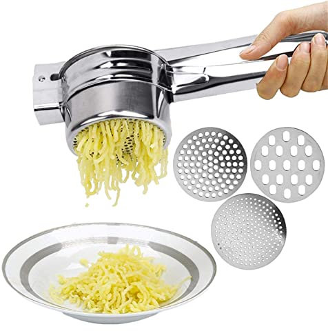 Große Kartoffelpresse, Kartoffelstampfer Metall Langlebig Küchenzubehör Kochen, Profi Kartoffelpresse Gemüsestampfer, Rostfrei Küchenhelfer Lebensmittelpresse