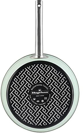 MAGEFESA Nordic sarten 30 cm con revestimiento antiadherente bicapa reforzado con esmalte exterior color verde menta y mangos de inox satinados
