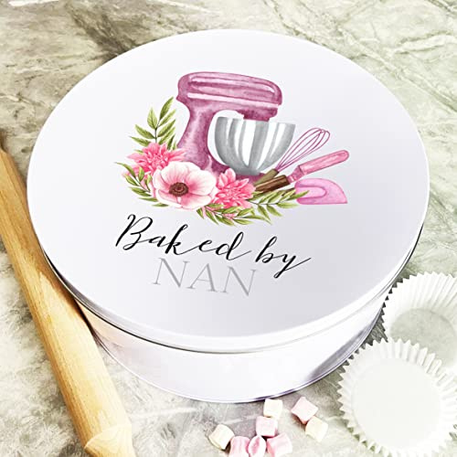 Fingerprint Designs Personalised Round Mixer Baked By Nan Biscuit Baking Treats Sweets Cake Tin