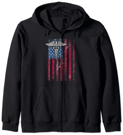 American Flag Staff of Hermes National Nurses Day Zip Hoodie