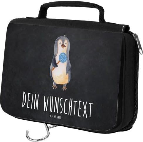 Mr. & Mrs. Panda Personalisierter Kulturbeutel Pinguin Lolli - Personalisierte Geschenke, Pinguine, Unvernünftig, Süßigkeiten, Kleiner Mit Gravur, Herren Personalisiert, Kosmetiktasche Namen, Spruch
