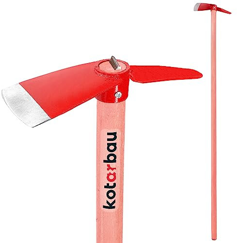 KOTARBAU® Zappa da giardino, 105 x 80 mm, con manico 120 cm, con marcatura, zappa da giardino, zappa per piante e piante