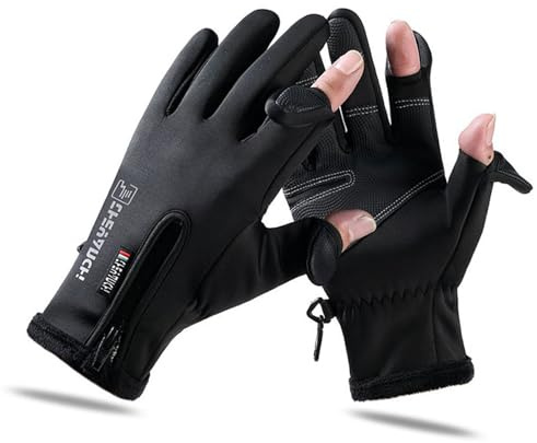 VADO VLTRA Winter-Angel-2-Finger-Flip-Handschuhe, wasserdichte, gepolsterte Winter-Fahrradhandschuhe für Männer und Frauen, rutschfeste Touchscreen-Handschuhe mit Reißverschluss zum Laufen