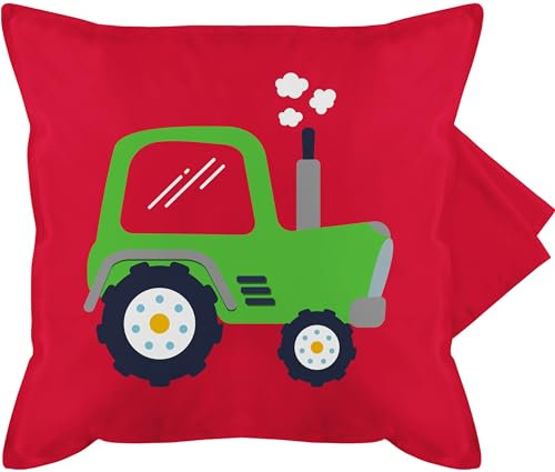 Shirtracer Kissenbezug - Traktoren - Kissen - Kinder Traktor Grün - 50 x 50 cm - Rot - kissenhülle trecker kissenhüllen Landwirt Kita Cushion Bauernhof mit traktormotiv Landwirtschaft Kindergarten