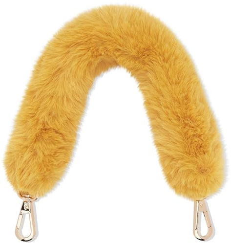 Expatrié Taschengurt zum Wechseln Kurz Gelb - Vivienne - Flauschiger Tragegurt für Taschen - Handtasche Bauchtasche Umhängetasche - Fake Fur Gurt als Taschenhenkel & Accessoire