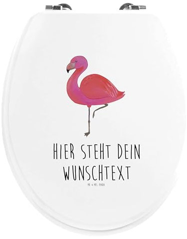 Mr. & Mrs. Panda Personalisierter WC Sitz Motiv Flamingo Classic - Personalisierte Geschenke, Klobrille, Spruch, mit Namen, Rosa, Prächtig, Toilettensitz, Stolz, Freundin, Klodeckel, Toilettendeckel