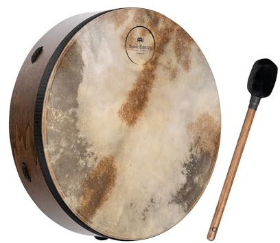 Sonic Energy 14 Zoll Ritual Drum (RD14WB) | 35,6 cm im Durchmesser, 9 cm hoch, mit Schnurgriff, inkl. Schlägel, Pappelholz, Ziegenfell, Nylon