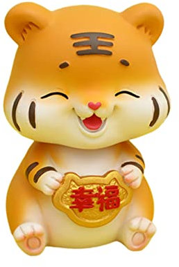 OUNONA 1Stk Tiger-Ornament-Spielzeug Figur armaturenbrett Mini Tiger Figur Tiger Ornamente chinesische glücksbringe Harz Tiger Figur Puppe Zubehör Pappbecher Zylinder Büro Baby Naturharz