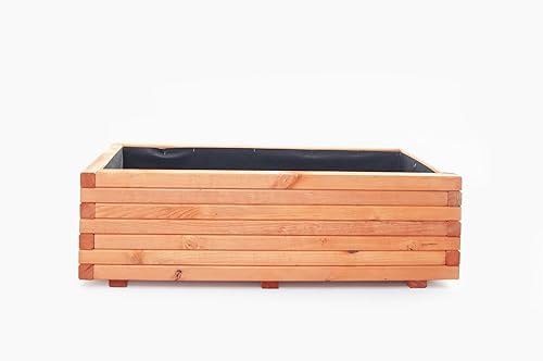 Mega Holz Pflanzkübel Pinie Lasiert 60 x 40 cm - Massiv & wetterfest - Fertig montierter Blumenkübel aus Kiefernholz - Rustikaler Blumentopf für Garten, Balkon & Terrasse, witterungsbeständig & robust