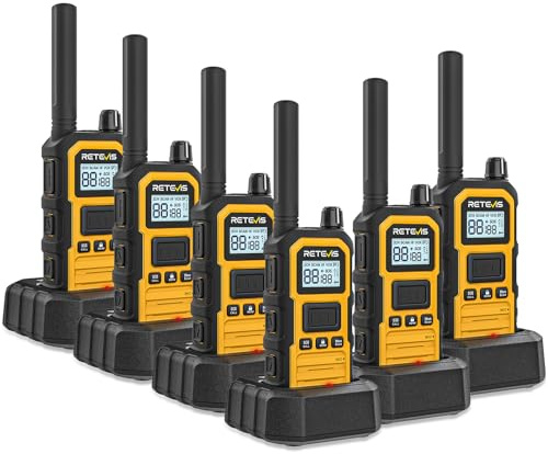 Retevis RB648 Plus Talkie Walkie Étanche IP67, Talkie-Walkie Longue Portée, Fiabilité Robuste, Appel de Groupe, 2000 mAh Type-C, Talkies Walkies Rechargeable pour Chantier Industriel (6 Pcs, Jaune)