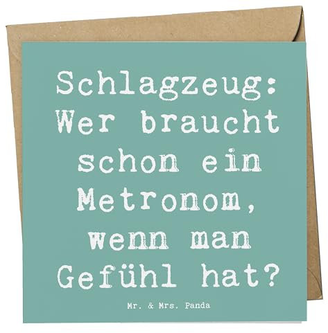 Mr. & Mrs. Panda Deluxe Karte Spruch Schlagzeug Gefühl - Geschenk, Musik, Schlagzeuger, Instrument, Glückwunschkarte, Band, doppelkarte, Präsenz, Klappkarte, Musiker, Musikinstrumente, Lernen, Beats