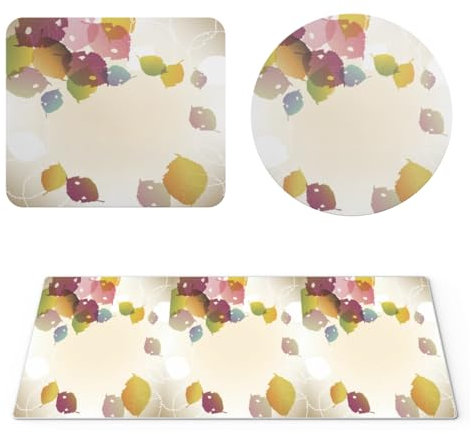EHOMERY Gaming Mauspad Mousepad Orientteppich Blatt Mauspad Klein Dünn Desk Mat Mouse Pad Large Japan Für Die Schreibtischdekoration - 3 Pack [30x80 cm, 20x24 cm and Dia 20 cm]