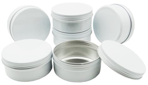 Wopanxye 6 Stück 150ml Aluminiumdosen mit deckel, leere Make-up Lippenbalsam Behälter, runde Reisemetalldosen, 5oz Kosmetikdosen, Metalldosen für Salben, Cremes, Kerzen, Puder, Tee, Perlen, Lotion