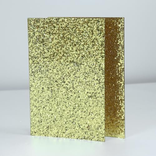 2pcs 12 x 8 Feuilles Acryliques, 1/8(3mm) D’Épaisseur Panneau de Plexiglases Gravure Sculptable Acrylique Opaque Rectangulaire, pour Bricolage Artisanal, Signes Gravure Laser (Éclat d’or)