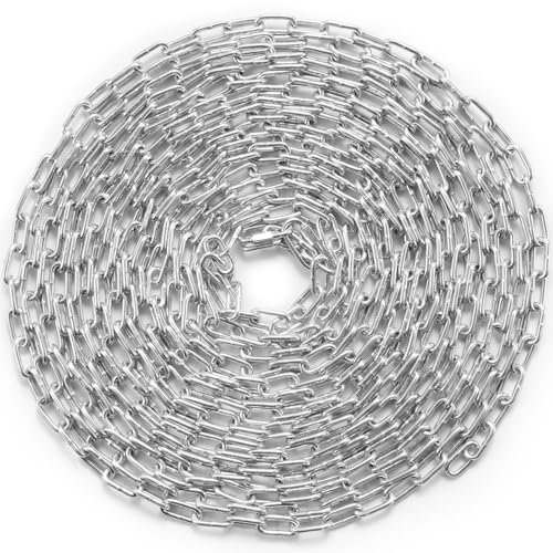 VEVOR Stahlkette Kohlenstoffstahl, 3,5mm x 10,05m, 158kg Traglast, verzinkte Gliederkette mit zwei Schnellverbindern, Stahlkette für Hundekette, Hebe-Lastlager Kette zum Schleppen Aufhängen Camping