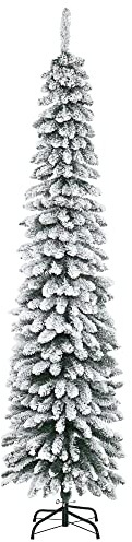 HOMCOM Albero di Natale Slim Artificiale a 3 Sezioni 54x54x210 cm Verde | 490 Rami, Albero di Natale Innevato, Base in Metallo Pieghevole, Facile da Montare