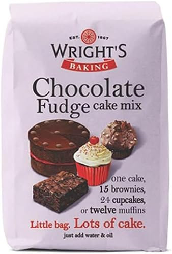 Wright's Baking Chocolate Fudge Cake Mix 2X500g - Rich, Moist & Versatile Mix for Cakes, Brownies, Muffins, Cupcakes - Just Add Water & Oil - Suitable for Vegetarians (NP)