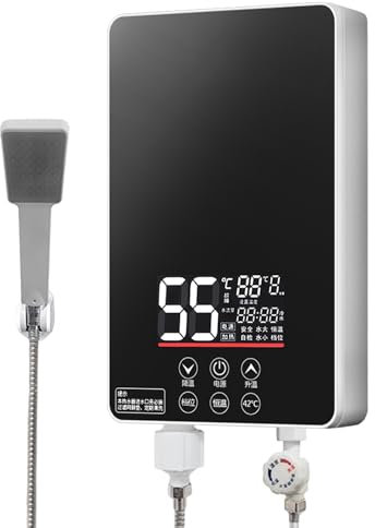 NURTWAKY Tankless Water Heater, Electric Water Heater 8kW with LED Temperature Digital Display, Instant Hot Water Heater with Touch and Remote Control, Indoor Installation