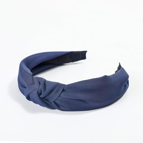 PTNKUIIY Serre-tête vintage pour femme - 1 pièce - Bandeau vintage avec nœud - Accessoire élastique - Pour femme et fille - Bleu marine