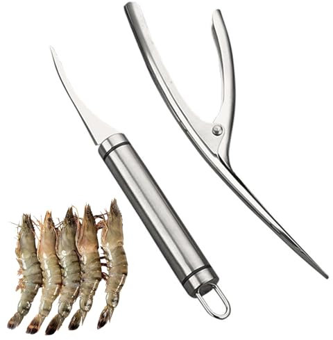 Camarones Line Cuchillos,2 Pcs Shrimp Peeler Pelador de camarones de Acero Inoxidable Shrimp Line Knife Limpiador de Camarones - Herramienta de Cocina Esencial
