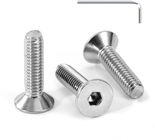 Tunejoy Tornillo Avellanado M4 x 16 mm Tornillos de Cabeza Avellanada Hexagonal de Acero Inoxidable A2 V2A Norma DIN 7991 con llave Allen Rosca Completa 30 Piezas
