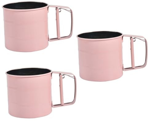 Cabilock 3 Piezas filtro para hornear sartenes separadores de cajones utensilio de harina cuchillería acero inoxidable cacerolas de cocina colador de harina colador de tamizado rosa