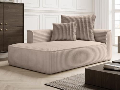 Vente-unique-Recamiere - linksseitig - grob Gerippter Cord - Taupe - PINETA