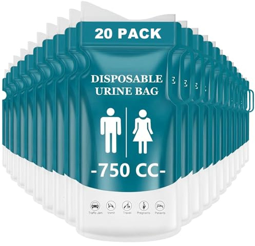 Agarte 20 PCS Disposable Urine Bags with Handle, 750ML Emergency Toilet Pee Bags, Portable Urinal Toilet Bags for Men, Women, Emergency Camping Pee Bags for Travelling, Camping and Hiking
