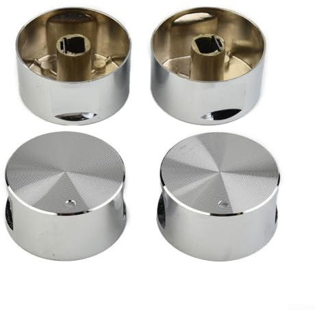 4PCS Gas Cooktop Handle Kitchen Accessories, Silver Adaptors Oven Cooking Face Switch Buttons Knob For Kitchen Stoves Ovens
