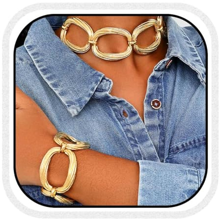 Zoestar Chunky Choker Necklace Set Gold Thick Necklaces Punk Cuban Link Chain for Women