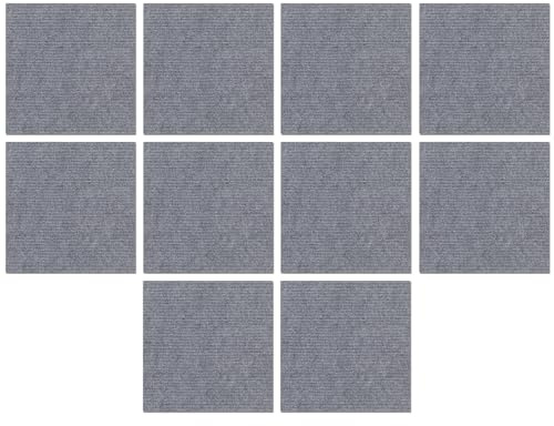 Guangcailun Dalles de Sol Autocollantes, Installation Facile, pour Toutes Les pièces, Lot de 10 Dalles de Moquette 30 x 30 cm, antidérapantes, Gris Clair