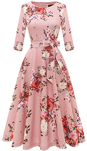 DRESSTELLS Velvet Cocktail Dresses for Women, Winter Holiday Dress, 3/4 Long Sleeves Party Formal Dress