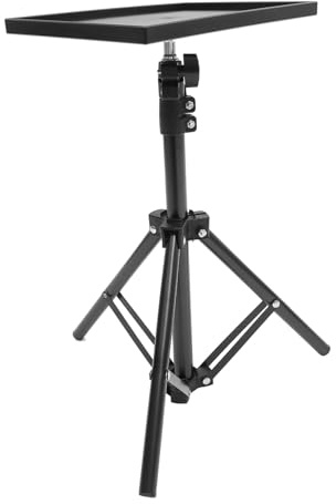 NUOBESTY Supporto per Treppiede Proiettore Regolabile 1,1 M in Metallo Mensola Portaoggetti Pieghevole per Laptop e Tablet, per Home Theater, Riunioni e Uso Interno ed Esterno