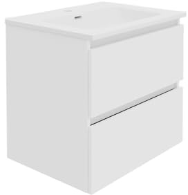 Baikal Mueble de Baño Rubi. 60cm Blanco. Incluye Lavabo. Entrega Montado. Suspendido 2 Cajones con Cierre Amortiguado.