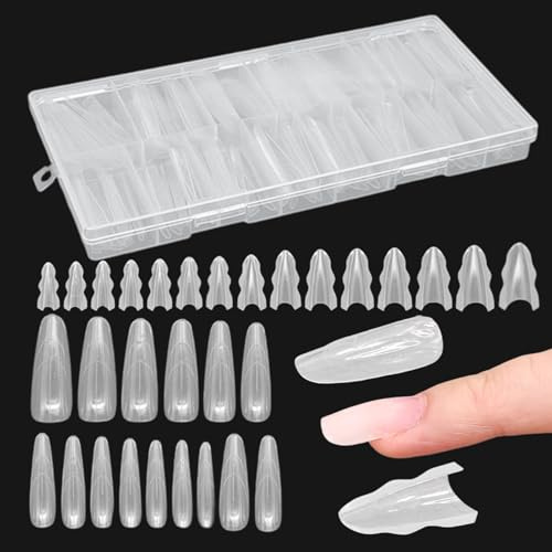 Sandwich Nagelformen - 180 Stück Tips, Nagelverlängerungsschablonen für, Transparent Trapez & Mandel Form | Schnellverlängerung System für Salon Zuhause | Papierlose Kristallverlängerung