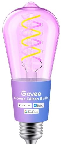 Govee Smart Edison Glühbirne E27, 500lm RGBWW LED Lampe ST64, 1 Stück | Kompatibel mit Alexa, Matter und Google Assistant, COB Dimmbare Glühbirne, 16 Millionen DIY-Farben, für Vintage-Dekoration