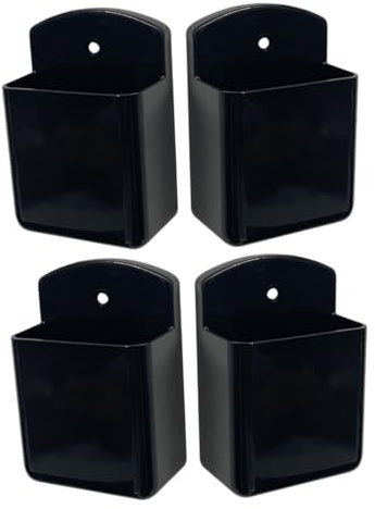 Baluue Lot de 4 Supports de Télécommande Adhésifs en Plastique Noir, Organisateur Mural Réutilisable pour Télécommandes de Climatiseur et Ventilateur de Plafond, Support de Rangement