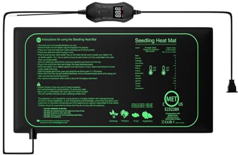 Prterver Heizmatte mit Thermostat mit Temperatureinstellung Von 5℃ Bis 42℃ für Pflanzenwachstum und Keimung, EU-Stecker
