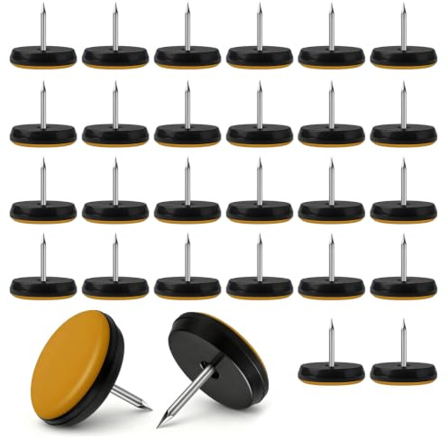 DXLing 28 Pezzi Pattini in Teflon con Chiodi Ø 25 mm Feltrini per Sedie | Feltrini per Sedie Rotondi in Teflon Tondo Piedini per Mobili PTFE Scivoli per Spostare