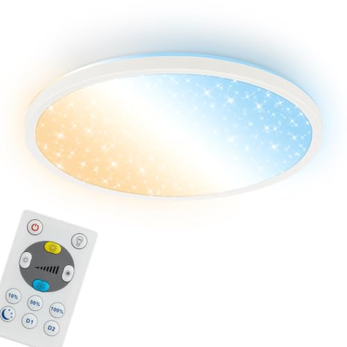 Briloner - Panel LED Con Mando Regulable CCT Cielo Estrellado Bianco 30x4cm | Blanco Cálido A Frío Panel Techo Plafones Para Techo Lampara Salón Dormitorio Cocina Iluminación Interior