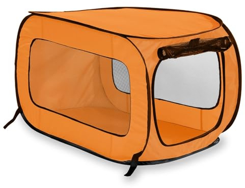 Beatrice Home Fashions Portable, Collapsible, Pop Up Kennel Travel Cat and Dog Crate, 32.5 L x 19.5 W x 19.5 H, Orange