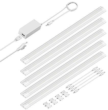 ledscom.de LED Unterbau-Leuchte SIRIS weiß matt, flach, je 50cm, je 531lm, warm-weiß, 5er Set