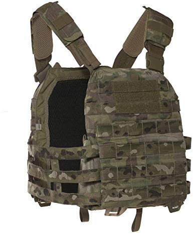 Tasmanian Tiger TT Plate Carrier MK IV MC - Leichter Plattenträger mit abnehmbarem Frontpanel und mit MOLLE-System - Inklusive Zwei Abnehmbarer Funkgerätetaschen - Multicam - Größe L/XL