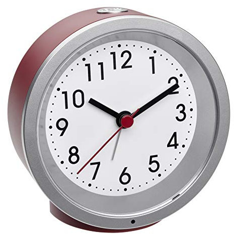 TFA Dostmann Wecker analog, 60.1034.05, ohne Ticken, mit Hintergrundbeleuchtung, rot, (L) 103 x (B) 39 x (H) 99 mm