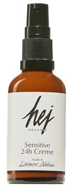Sensitive Gesichtscreme (50 ml) für sensible & empfindliche Haut, 24h Feuchtigkeitscreme für Tag & Nacht, spendet intensive Feuchtigkeit, Naturkosmetik schnelleinziehend, 100% vegan | HEJ ORGANIC